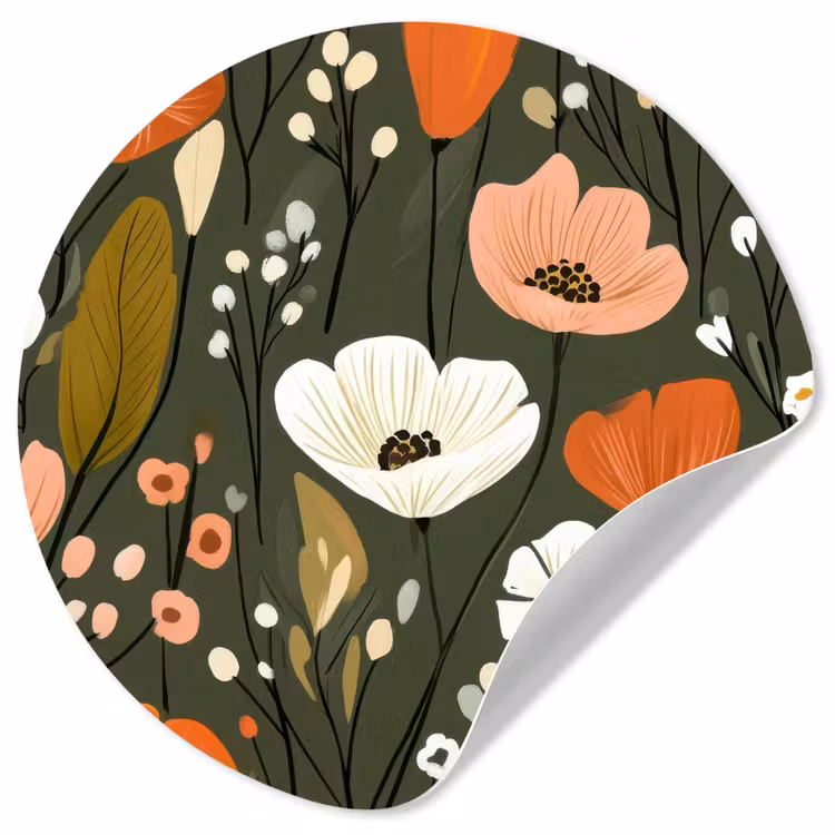 Behangcirkel - Bloemen - Illustratie - Groen — 1