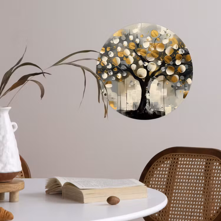 Behangcirkel - Boom - Abstract - Beige - Goud - Zwart — 4