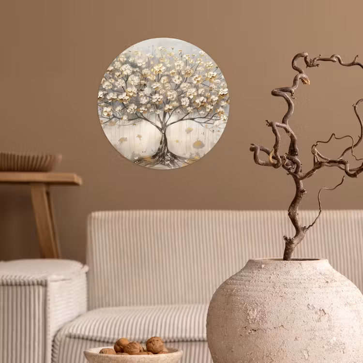 Behangcirkel - Boom - Beige - Goud - Verflook - Grijs — 2