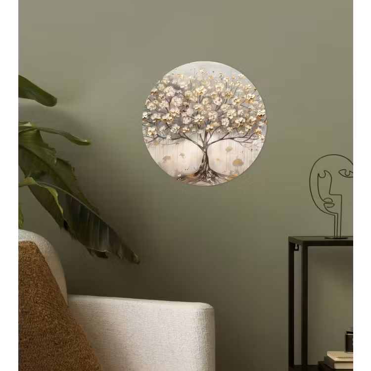 Behangcirkel - Boom - Beige - Goud - Verflook - Grijs — 3