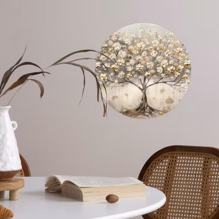 Behangcirkel - Boom - Beige - Goud - Verflook - Grijs — 4