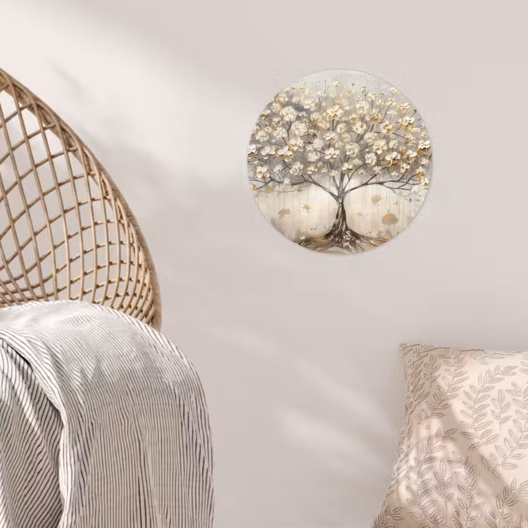 Behangcirkel - Boom - Beige - Goud - Verflook - Grijs — 5