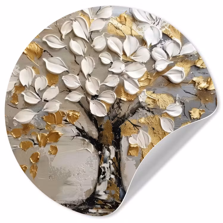 Behangcirkel - Boom - Beige - Grijs - Goud - Abstract — 1