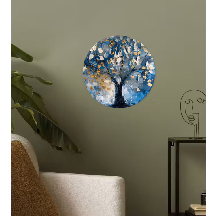 Behangcirkel - Boom - Blauw - Goud - Abstract — 3