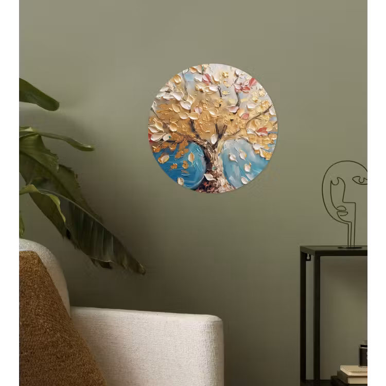 Behangcirkel - Boom - Blauw - Goud - Abstract - Modern — 3