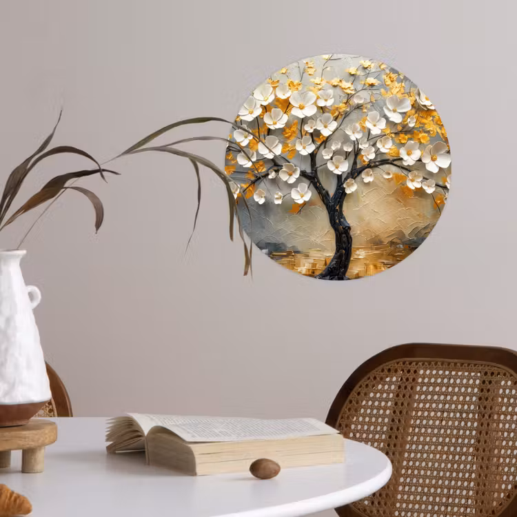 Behangcirkel - Boom - Bloemen - Goud - Beige — 4