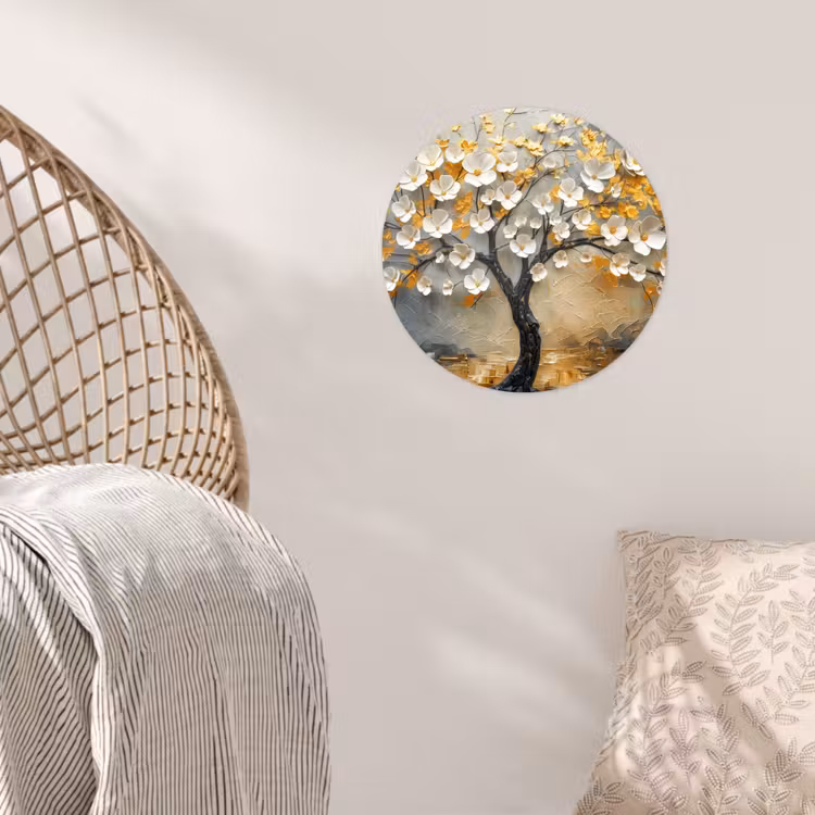 Behangcirkel - Boom - Bloemen - Goud - Beige — 5