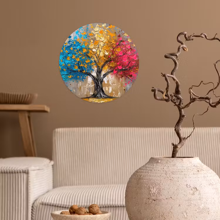 Behangcirkel - Boom - Kleurrijk - Grijs - Modern — 2