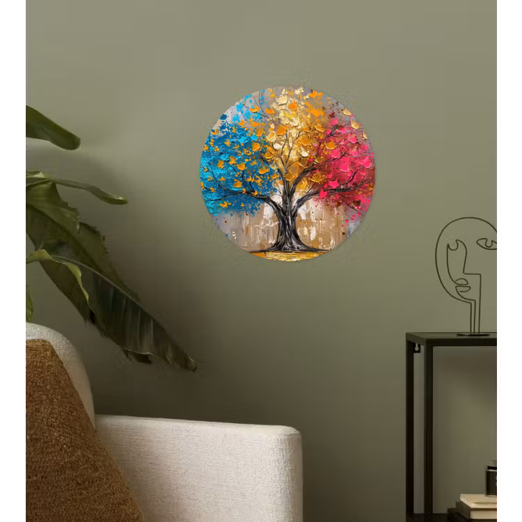 Behangcirkel - Boom - Kleurrijk - Grijs - Modern — 3