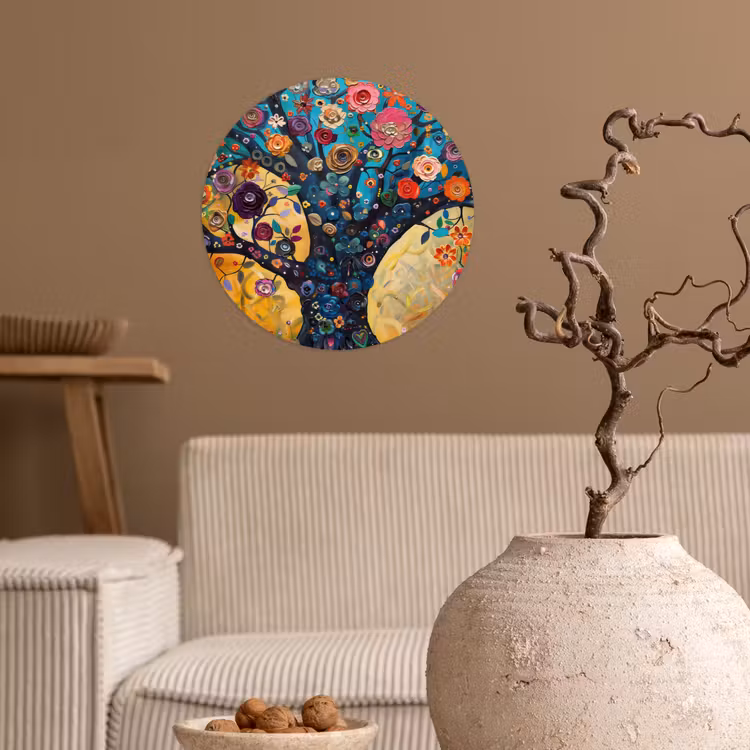 Behangcirkel - Boom - Levensboom - Kleurrijk - Bloemen - Modern — 2