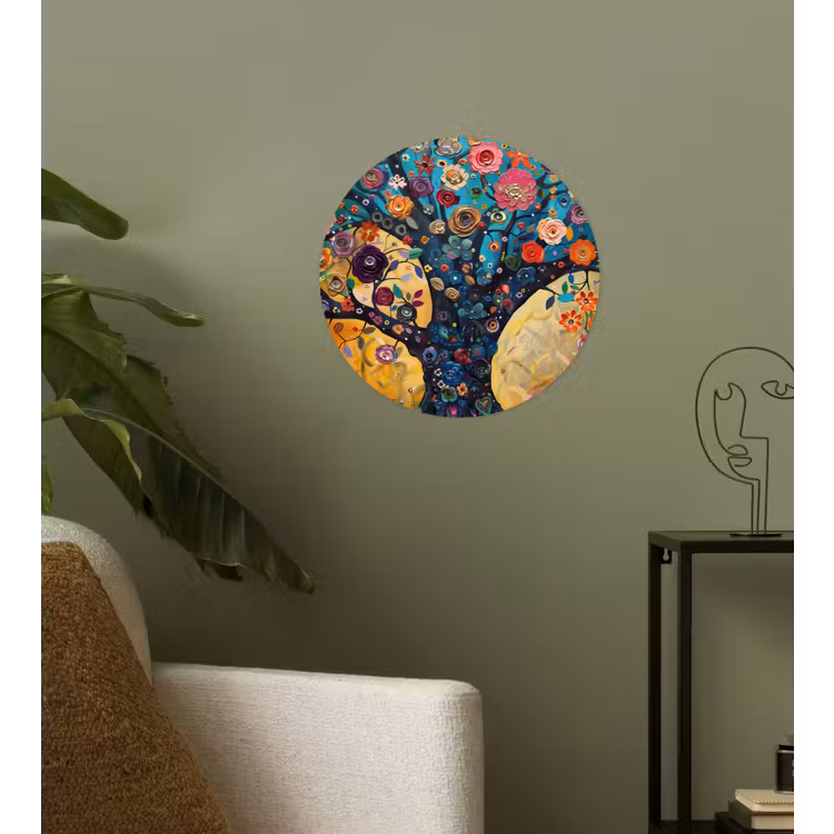 Behangcirkel - Boom - Levensboom - Kleurrijk - Bloemen - Modern — 3
