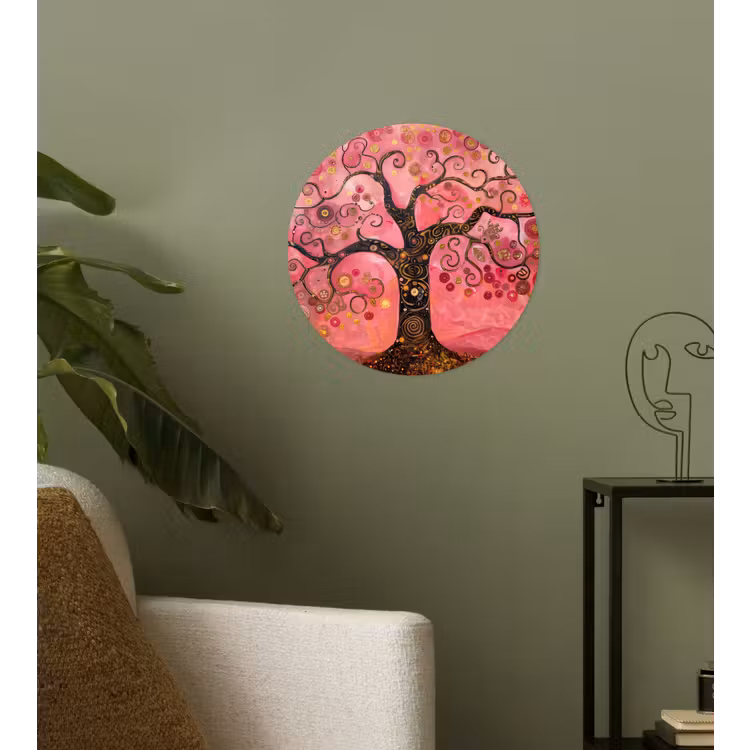 Behangcirkel - Boom - Levensboom - Roze - Goud — 3