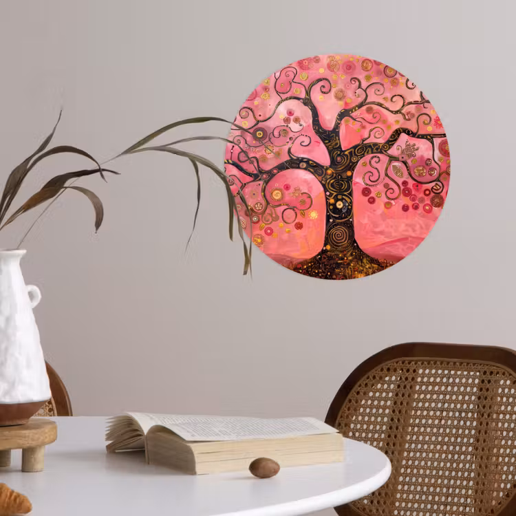 Behangcirkel - Boom - Levensboom - Roze - Goud — 4