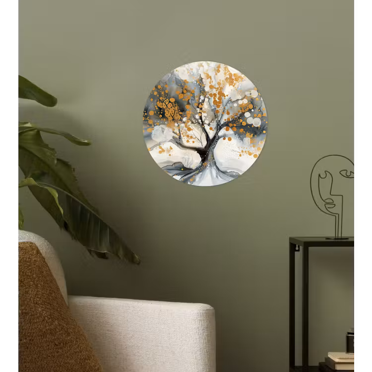Behangcirkel - Boom - Modern - Abstract - Goud - Zwart - Wit — 3