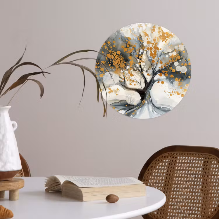 Behangcirkel - Boom - Modern - Abstract - Goud - Zwart - Wit — 4
