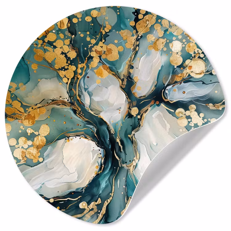 Behangcirkel - Boom - Modern - Verflook - Turquoise - Goud — 1