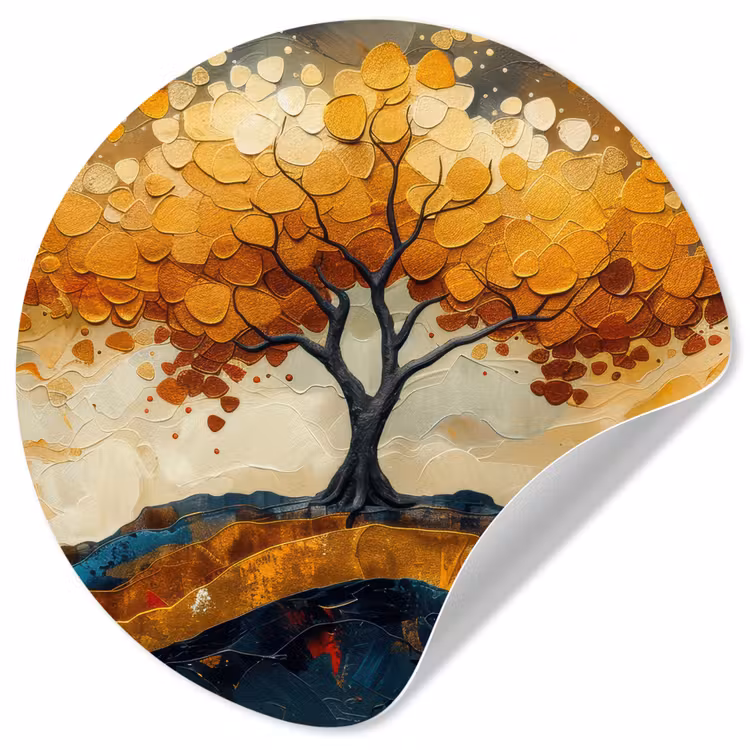 Behangcirkel - Boom - Natuur - Goud - Modern — 1