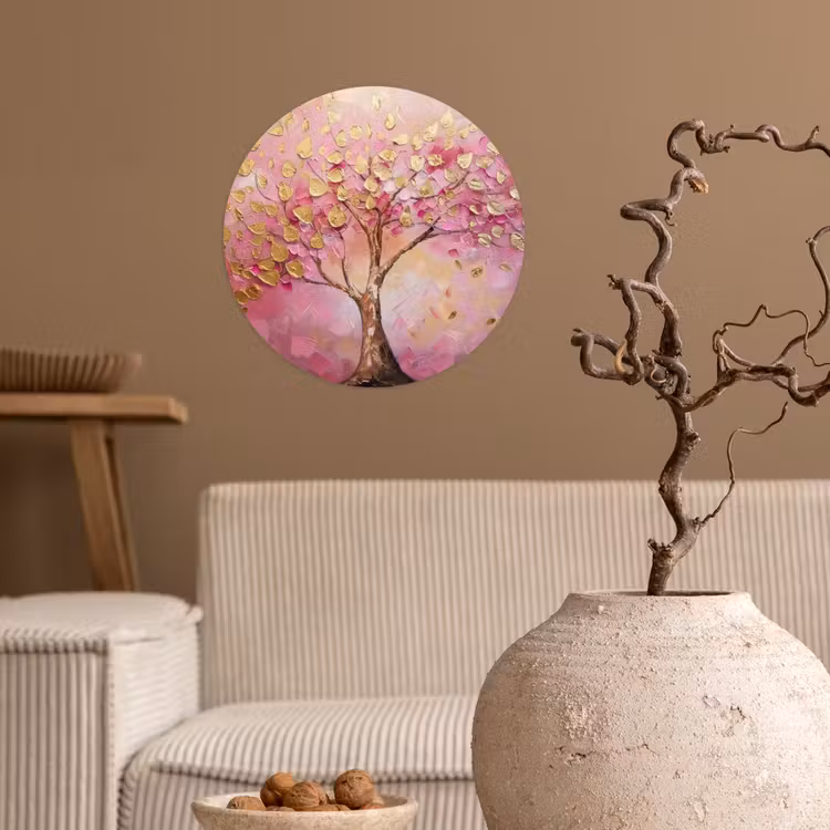Behangcirkel - Boom - Roze - Goud - Modern — 2