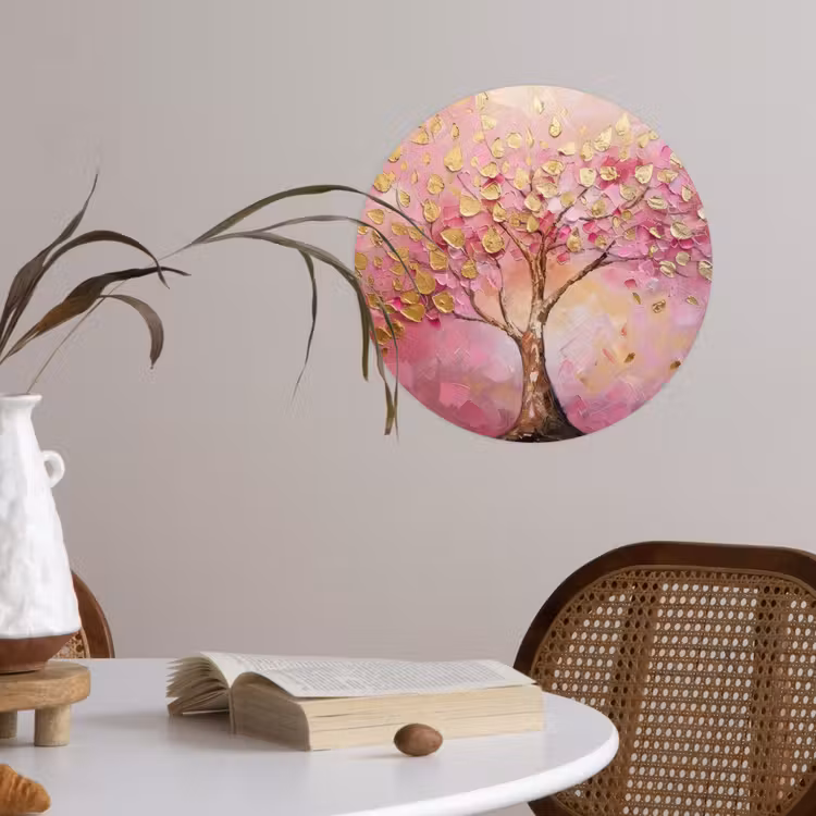 Behangcirkel - Boom - Roze - Goud - Modern — 4