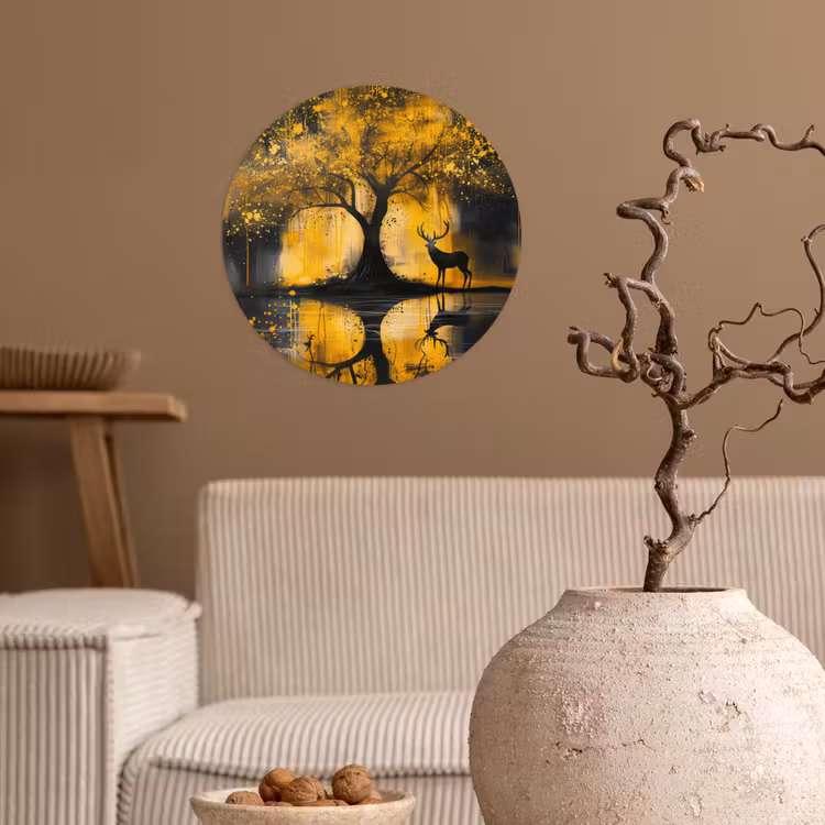 Behangcirkel - Boom - Verflook - Hert - Natuur - Goud — 2