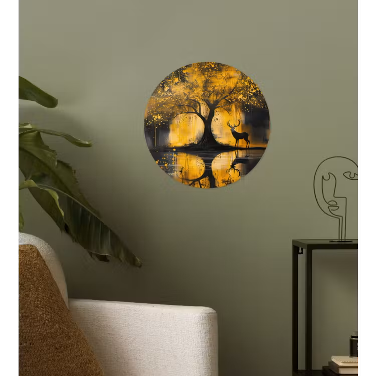 Behangcirkel - Boom - Verflook - Hert - Natuur - Goud — 3