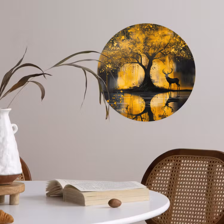Behangcirkel - Boom - Verflook - Hert - Natuur - Goud — 4