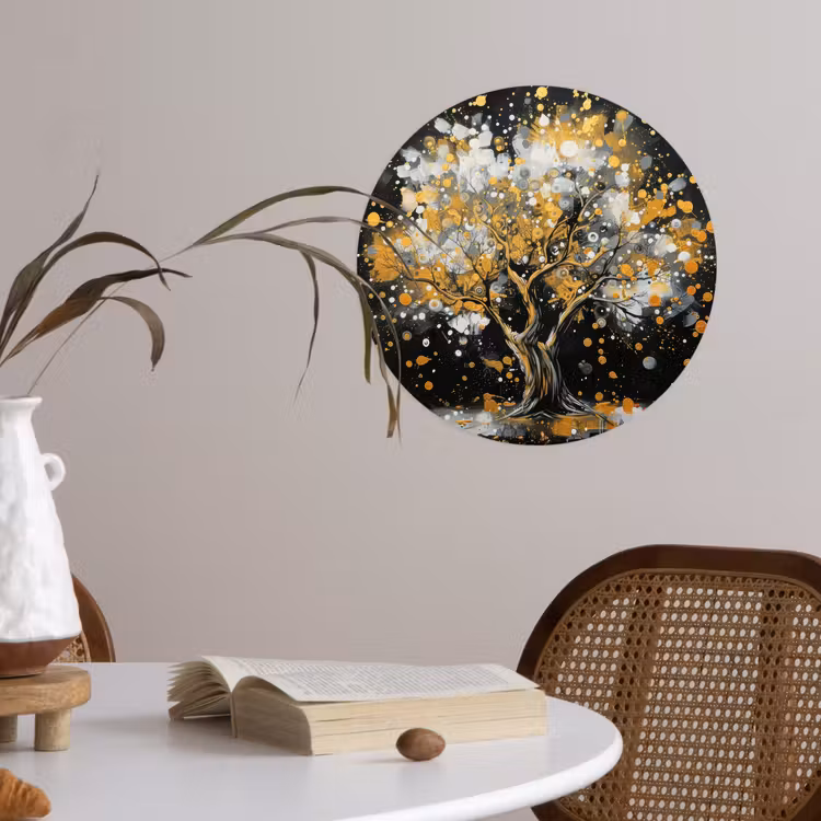 Behangcirkel - Boom - Zwart - Goud - Wit - Modern — 4