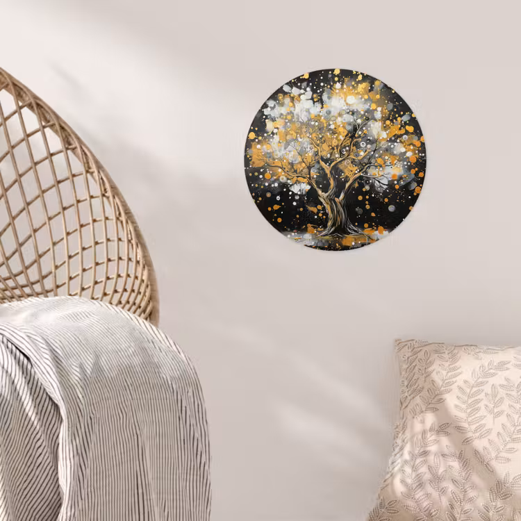 Behangcirkel - Boom - Zwart - Goud - Wit - Modern — 5