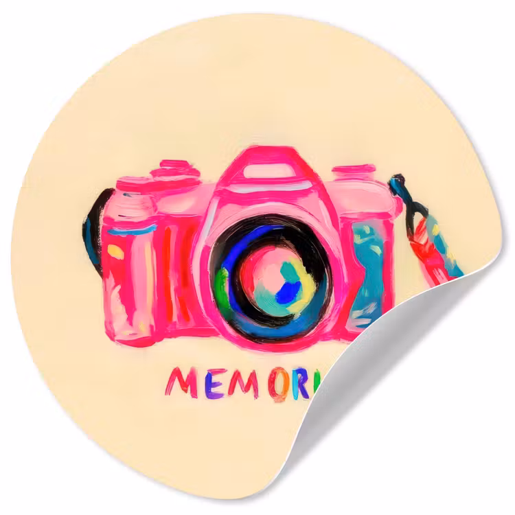Behangcirkel - Camera - Memories - Roze - Geschilderd — 1