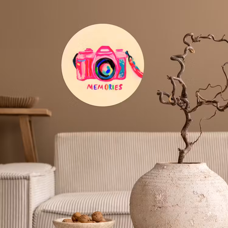 Behangcirkel - Camera - Memories - Roze - Geschilderd — 2