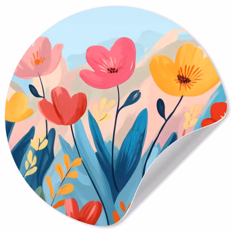 Behangcirkel - Illustratie - Bloemen - Kleurrijk — 1