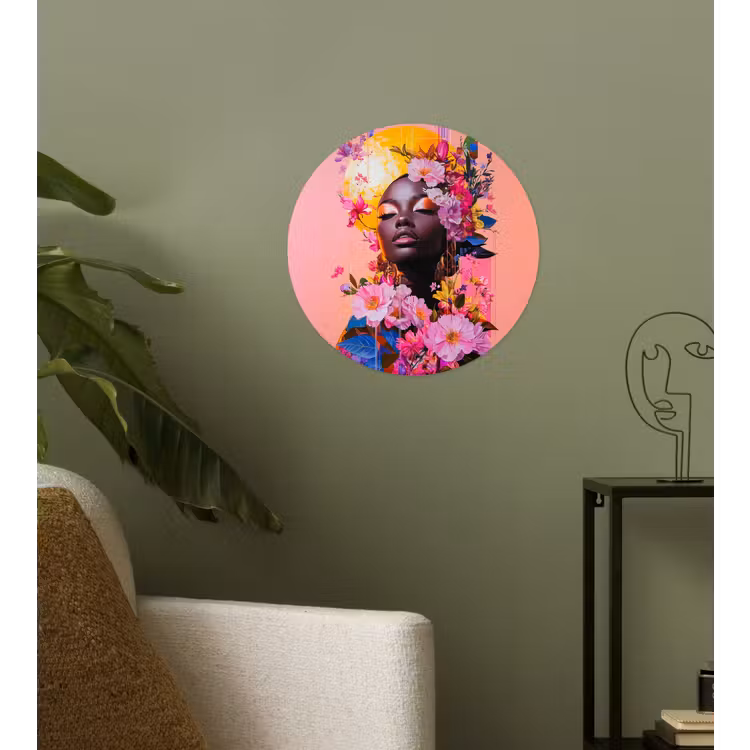 Behangcirkel - Kleurrijk - Bloemen - Vrouw - Zon — 3