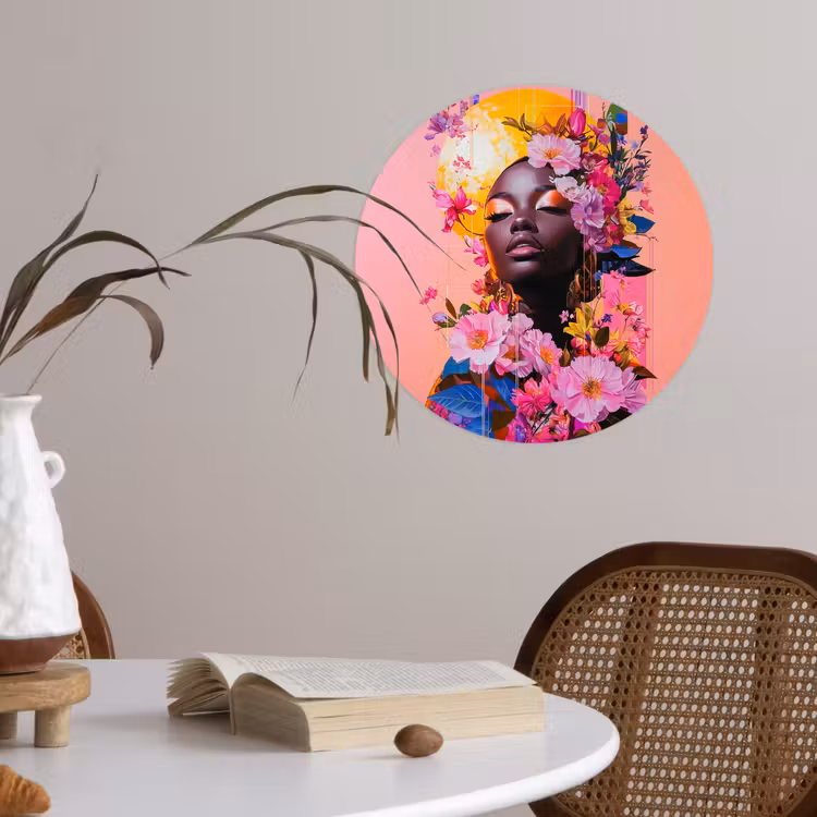 Behangcirkel - Kleurrijk - Bloemen - Vrouw - Zon — 4