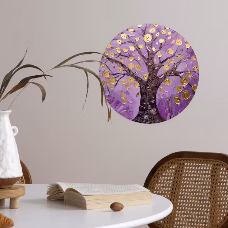 Behangcirkel - Levensboom - Boom - Paars - Goud - Modern — 4