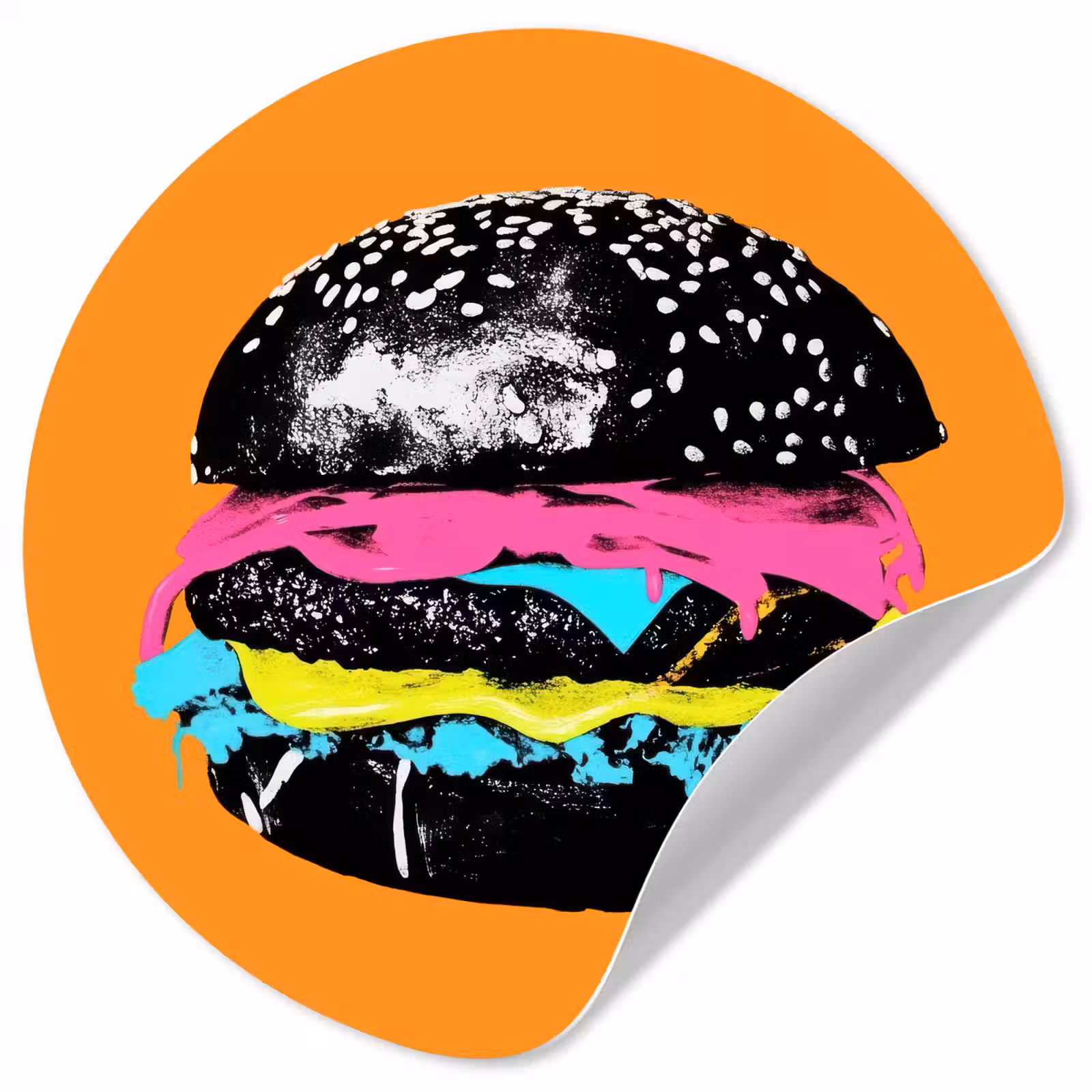 Behangcirkel - Hamburger - Oranje - Neon - popart — 1