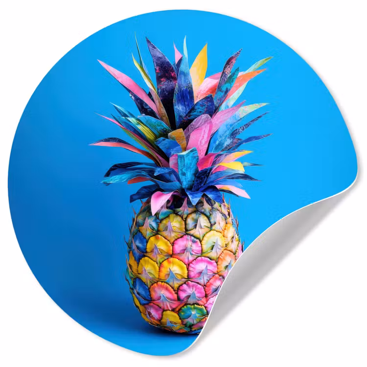 Behangcirkel - Ananas - Blauw - Tropisch - Vrolijk — 1