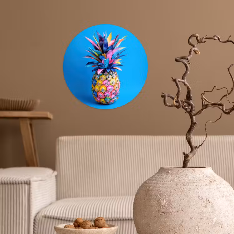 Behangcirkel - Ananas - Blauw - Tropisch - Vrolijk — 2