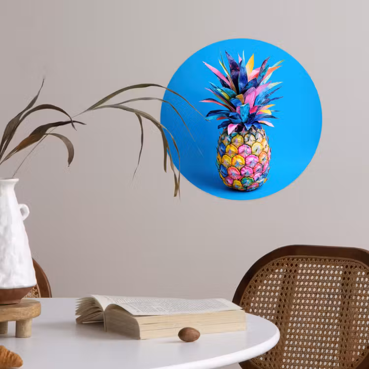 Behangcirkel - Ananas - Blauw - Tropisch - Vrolijk — 4