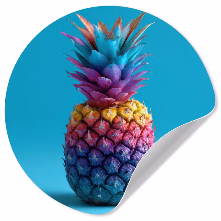 Behangcirkel - Ananas - Regenboog - Blauw - Popart — 1