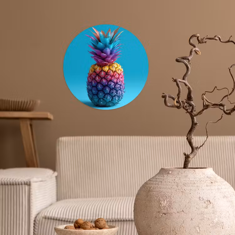 Behangcirkel - Ananas - Regenboog - Blauw - Popart — 2