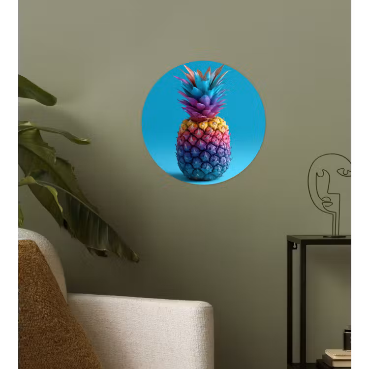 Behangcirkel - Ananas - Regenboog - Blauw - Popart — 3