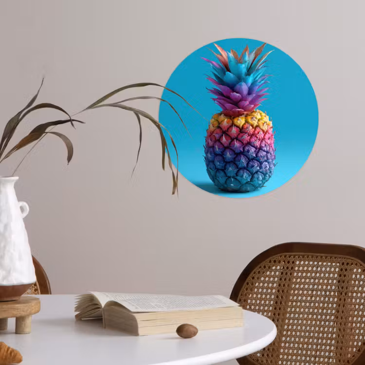 Behangcirkel - Ananas - Regenboog - Blauw - Popart — 4