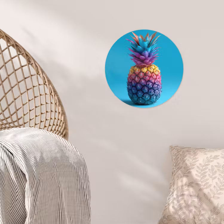 Behangcirkel - Ananas - Regenboog - Blauw - Popart — 5