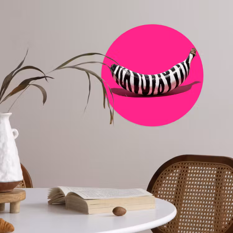 Behangcirkel - Banaan - Zebraprint - Roze — 4