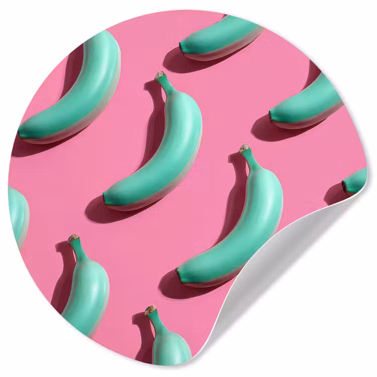Behangcirkel - Bananen - Patroon - Blauw - Roze — 1