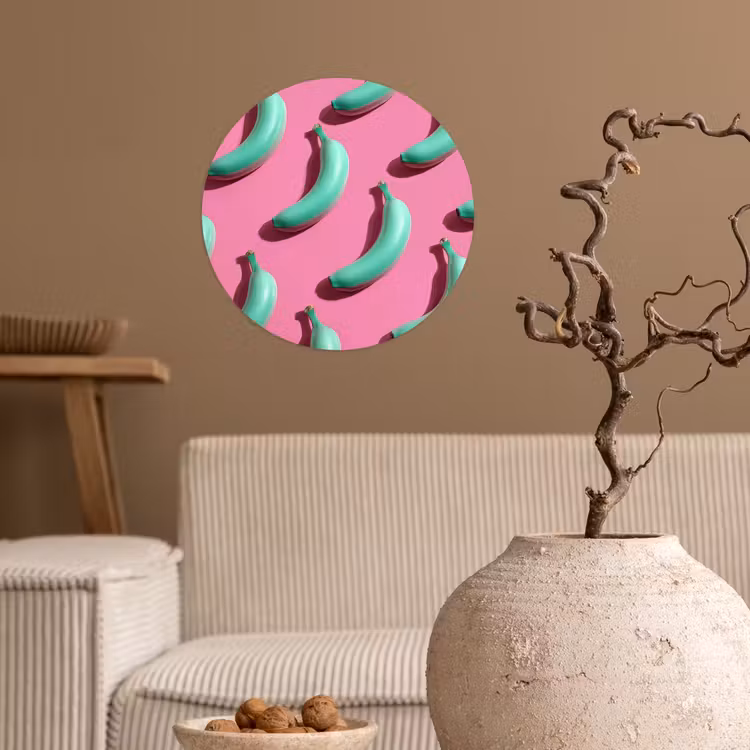 Behangcirkel - Bananen - Patroon - Blauw - Roze — 2