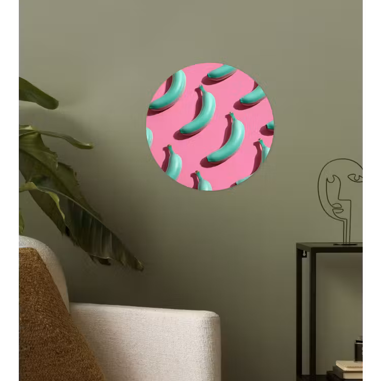 Behangcirkel - Bananen - Patroon - Blauw - Roze — 3