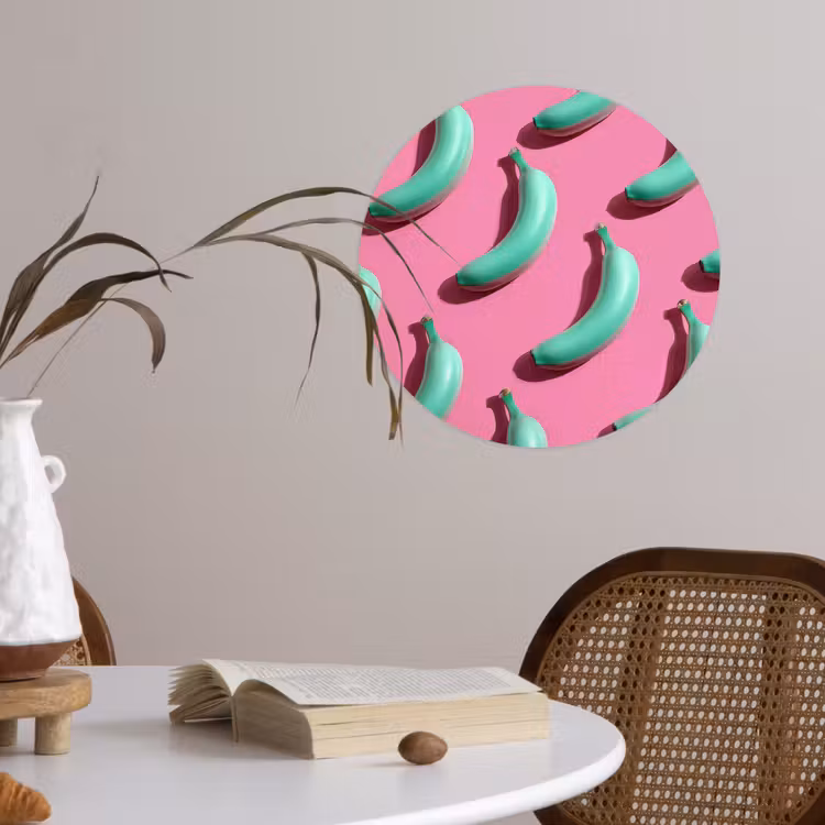 Behangcirkel - Bananen - Patroon - Blauw - Roze — 4