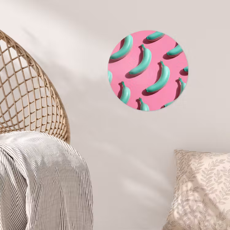 Behangcirkel - Bananen - Patroon - Blauw - Roze — 5