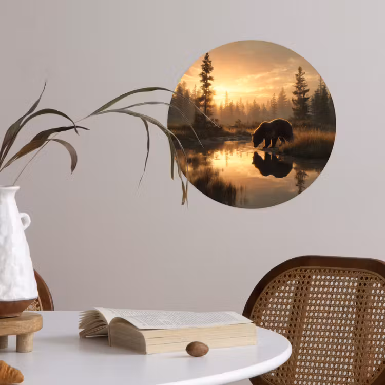 Behangcirkel - Beer - water - Bos - Ochtendlicht — 4